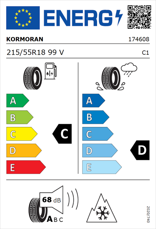 Tyre Label for Kormoran All Season SUV 215/55R18 99V