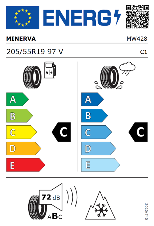 Tyre Label for Minerva Frostrack UHP 205/55R19 97V