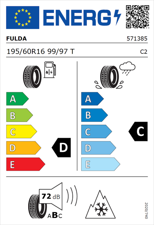 Tyre Label for Fulda Conveo Trac 3 195/60R16 99/97T