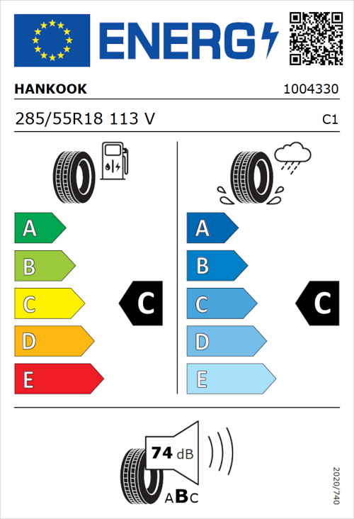 Tyre Label for Hankook Ventus ST RH06 285/55R18 113V