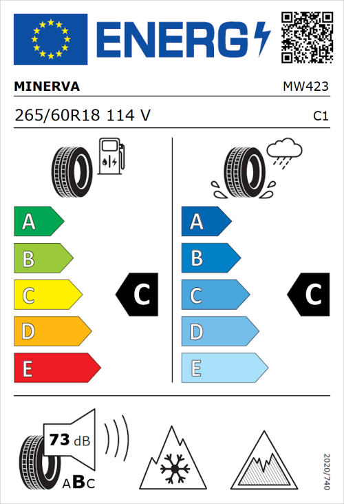 Tyre Label for Minerva Frostrack UHP 265/60R18 114V