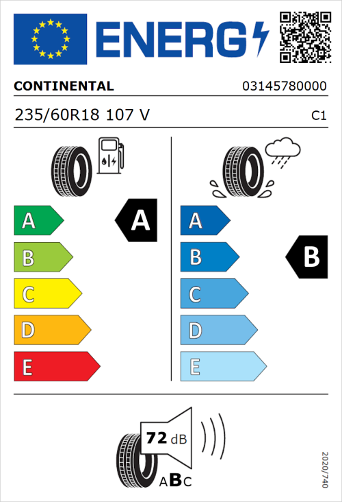 Tyre Label for Continental ContiEcoContact 5 235/60R18 107V